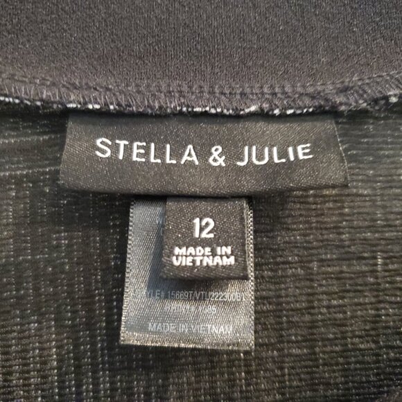 Stella & Julie Knee Length Dress Black & White ~  Size 12 - Picture 2 of 5